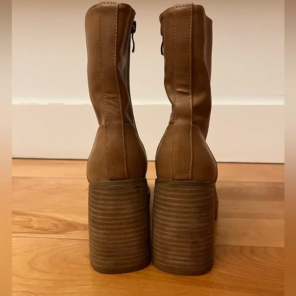 Faux Leather Chunky Heel Bootie - Picture 5 of 7